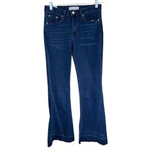 B6 Almost Famous Women's Denim Frayed Flared Jeans Blue Size 5‎